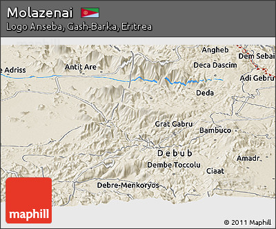 Shaded Relief Panoramic Map of Molazenai