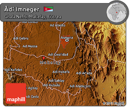Physical 3D Map of Ādī Imneger