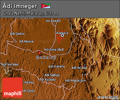 Physical 3D Map of Ādī Imneger