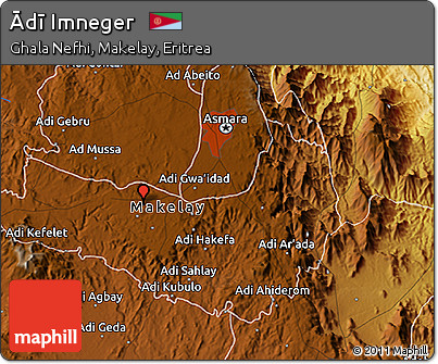 Physical 3D Map of Ādī Imneger