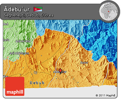 Political 3D Map of Ādebu`ur