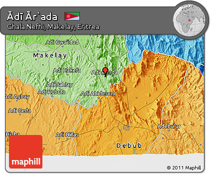 Political 3D Map of Ādī Ār`ada