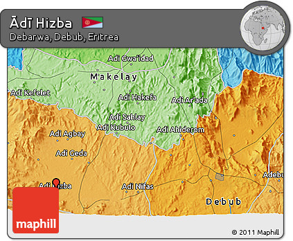 Political 3D Map of Ādī Hizba