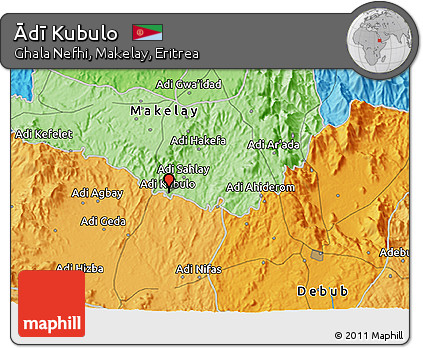 Political 3D Map of Ādī Kubulo