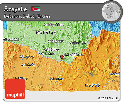 Political 3D Map of Āzayeke