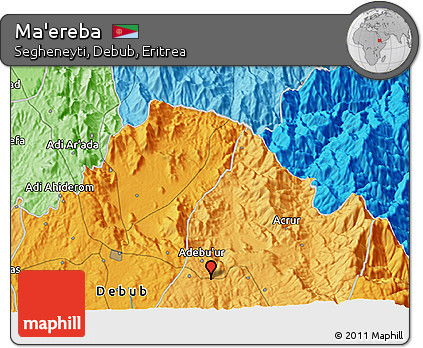 Political 3D Map of Ma'ereba