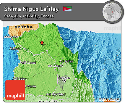 Political 3D Map of Shīma Nigus La`ilay