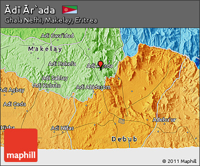 Political 3D Map of Ādī Ār`ada
