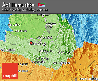 Political 3D Map of Ādī Hamushte