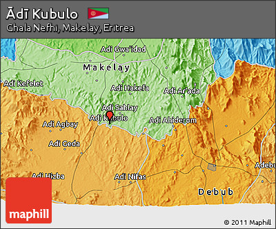 Political 3D Map of Ādī Kubulo