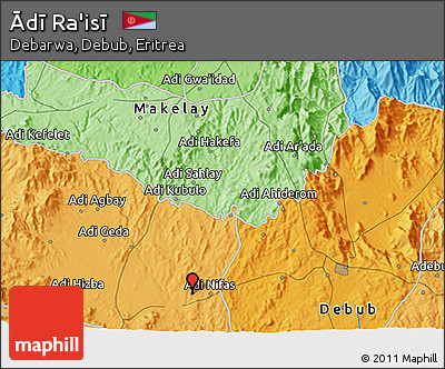 Political 3D Map of Ādī Ra'isī