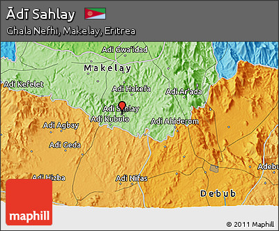 Political 3D Map of Ādī Sahlay