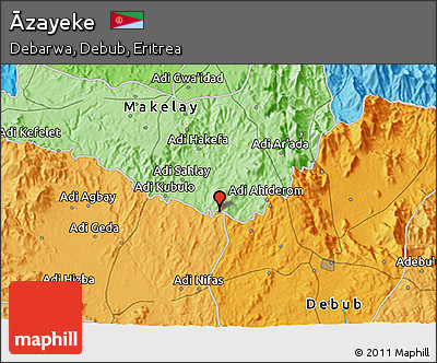 Political 3D Map of Āzayeke