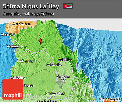 Political 3D Map of Shīma Nigus La`ilay