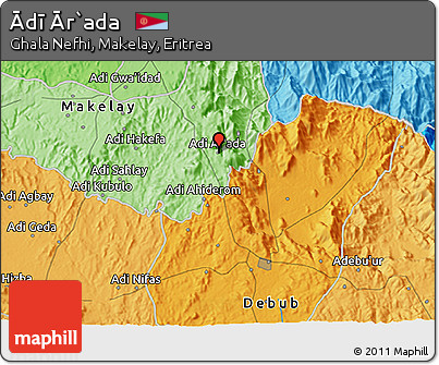 Political 3D Map of Ādī Ār`ada