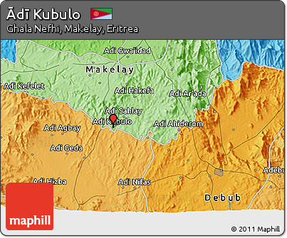 Political 3D Map of Ādī Kubulo