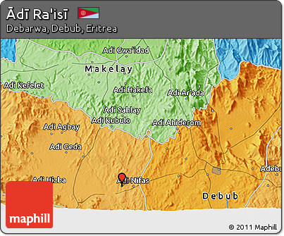 Political 3D Map of Ādī Ra'isī