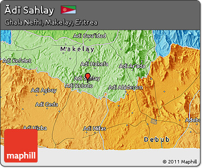 Political 3D Map of Ādī Sahlay