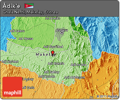 Political 3D Map of Ādīk'e
