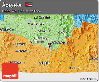 Political 3D Map of Āzayeke