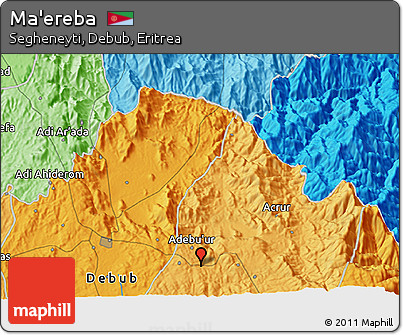 Political 3D Map of Ma'ereba