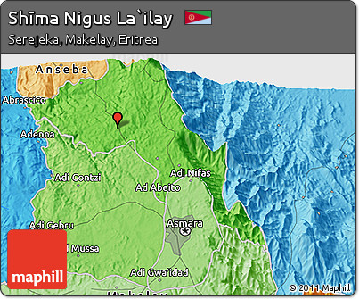 Political 3D Map of Shīma Nigus La`ilay