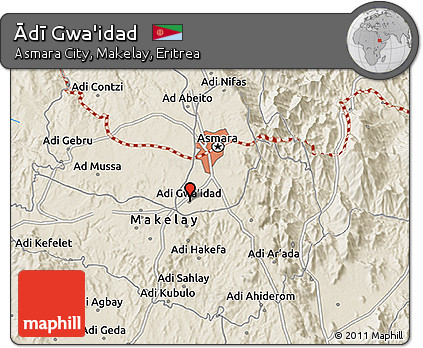 Shaded Relief 3D Map of Ādī Gwa'idad