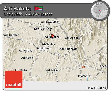 Shaded Relief 3D Map of Ādī Hakefa