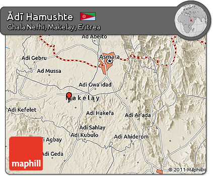 Shaded Relief 3D Map of Ādī Hamushte