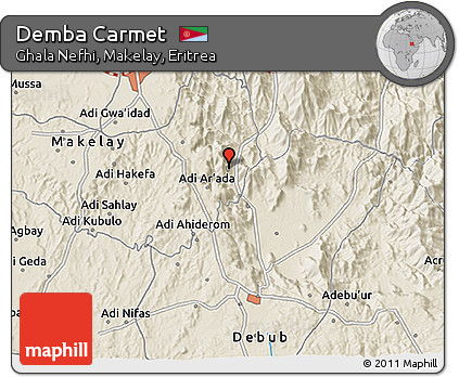 Shaded Relief 3D Map of Demba Carmet