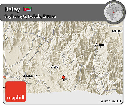 Shaded Relief 3D Map of Halay