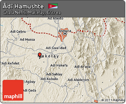 Shaded Relief 3D Map of Ādī Hamushte