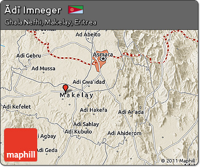 Shaded Relief 3D Map of Ādī Imneger