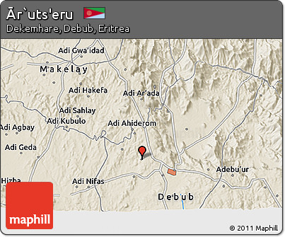 Shaded Relief 3D Map of Ār`uts'eru