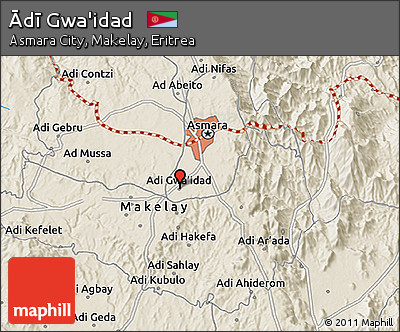 Shaded Relief 3D Map of Ādī Gwa'idad