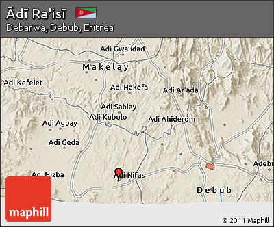 Shaded Relief 3D Map of Ādī Ra'isī