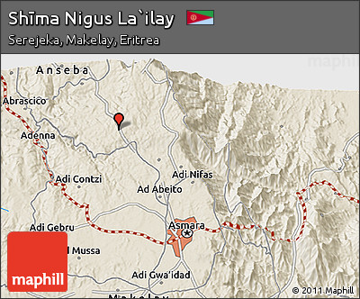 Shaded Relief 3D Map of Shīma Nigus La`ilay