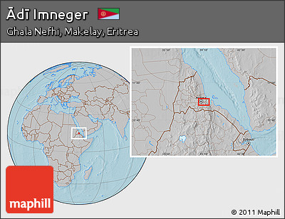 Gray Location Map of Ādī Imneger, hill shading