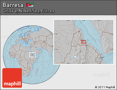 Gray Location Map of Barresa, hill shading