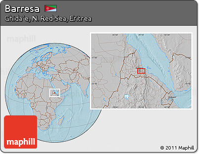 Gray Location Map of Barresa, hill shading