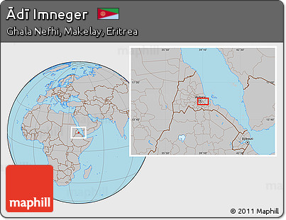 Gray Location Map of Ādī Imneger