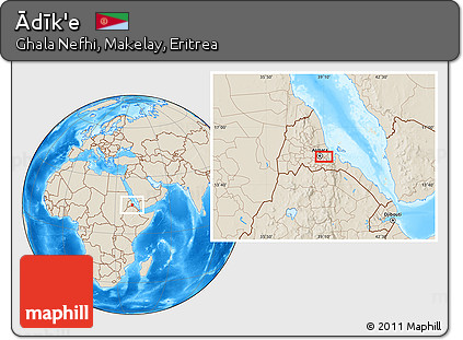 Shaded Relief Location Map of Ādīk'e