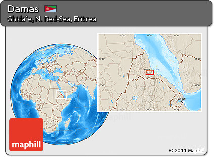 Shaded Relief Location Map of Damas