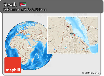 Shaded Relief Location Map of Sesah