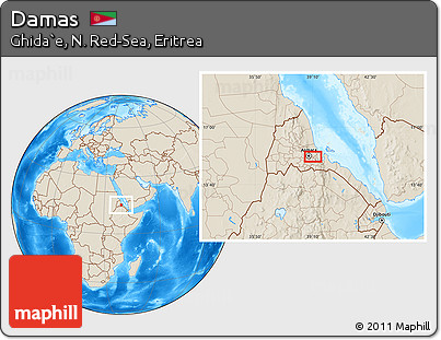 Shaded Relief Location Map of Damas