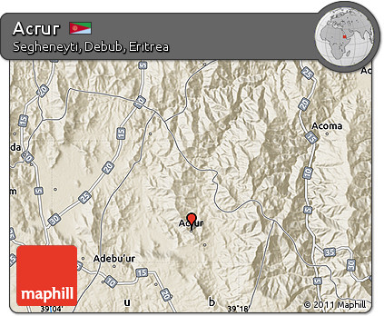 Shaded Relief Map of Acrur