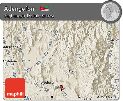 Shaded Relief Map of Ādengefom