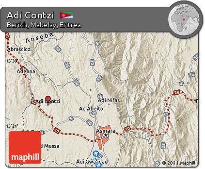 Shaded Relief Map of Adi Contzi