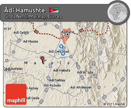 Shaded Relief Map of Ādī Hamushte