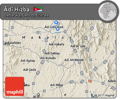 Shaded Relief Map of Ādī Hizba